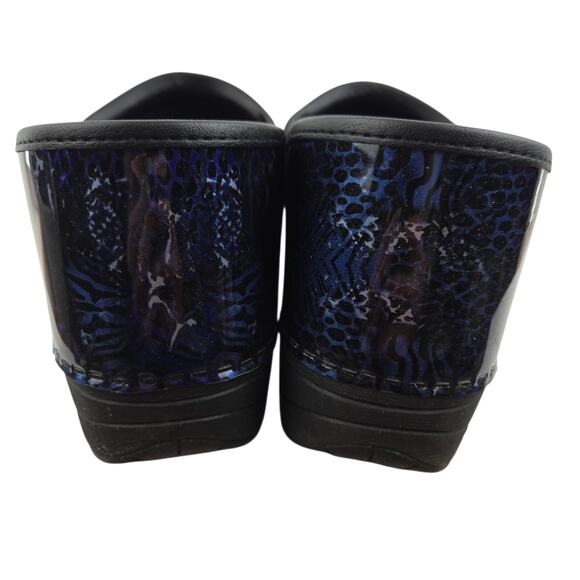 Dansko XP 2.0 Clogs Womens 10.5 11 41 Patent Leather Blue Black Silver Pattern - Picture 7 of 12